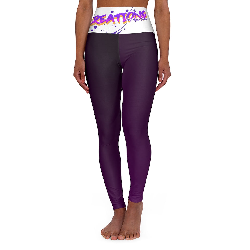 High Waisted Yoga Leggings-Brand Logo – Creations by Nyela Iman, LLC