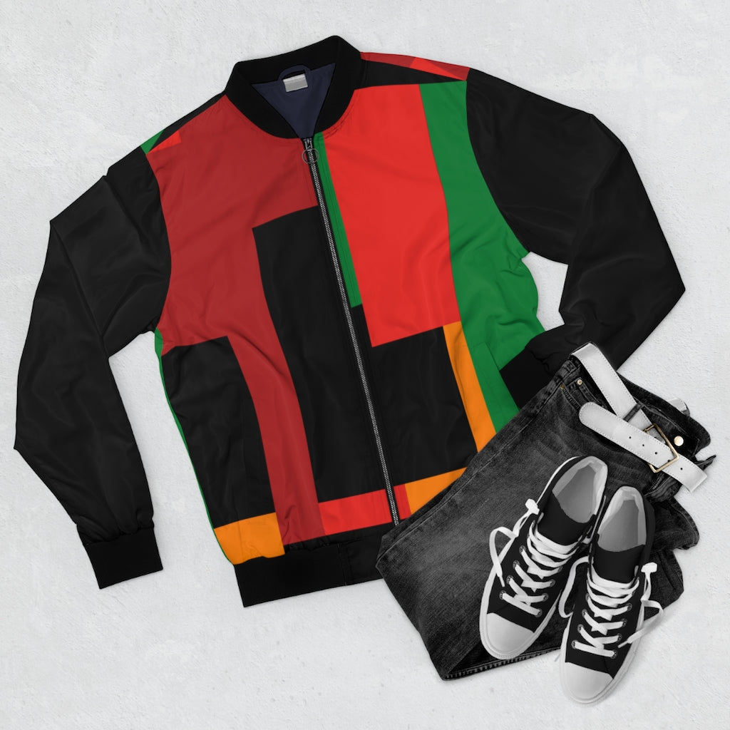 RBG Kente Pattern Men's Bomber Jacket