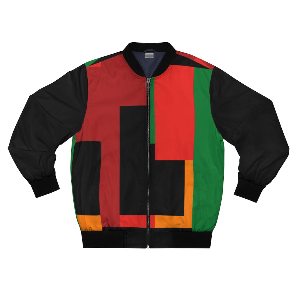 RBG Kente Pattern Men's Bomber Jacket