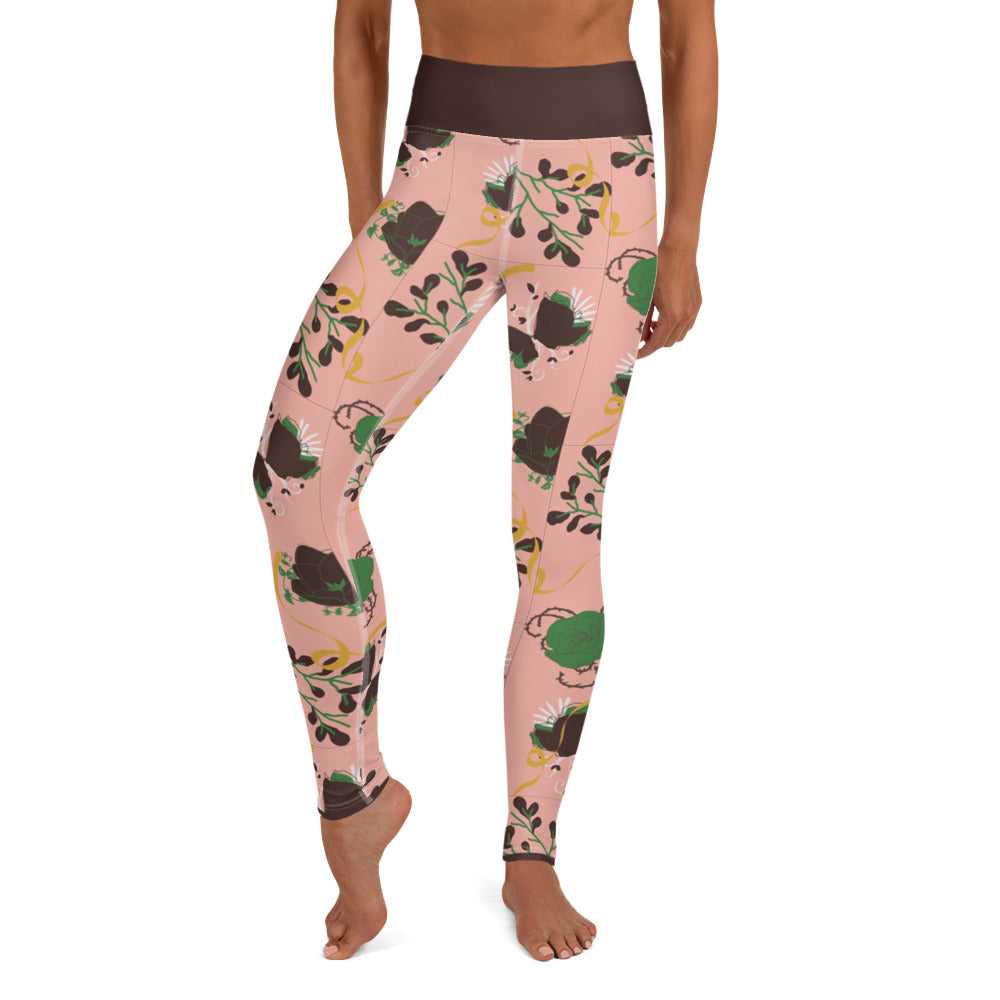 Women's Yoga Leggings- Flowers & Ribbons