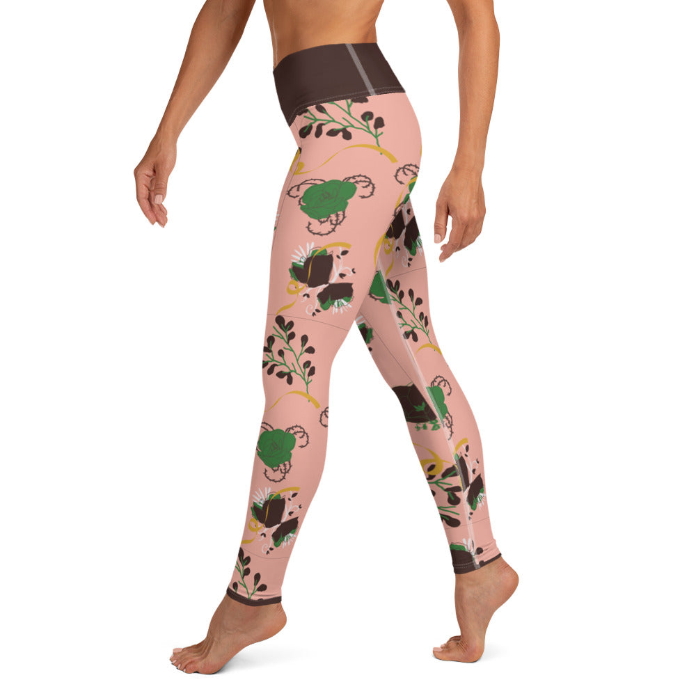 Women's Yoga Leggings- Flowers & Ribbons