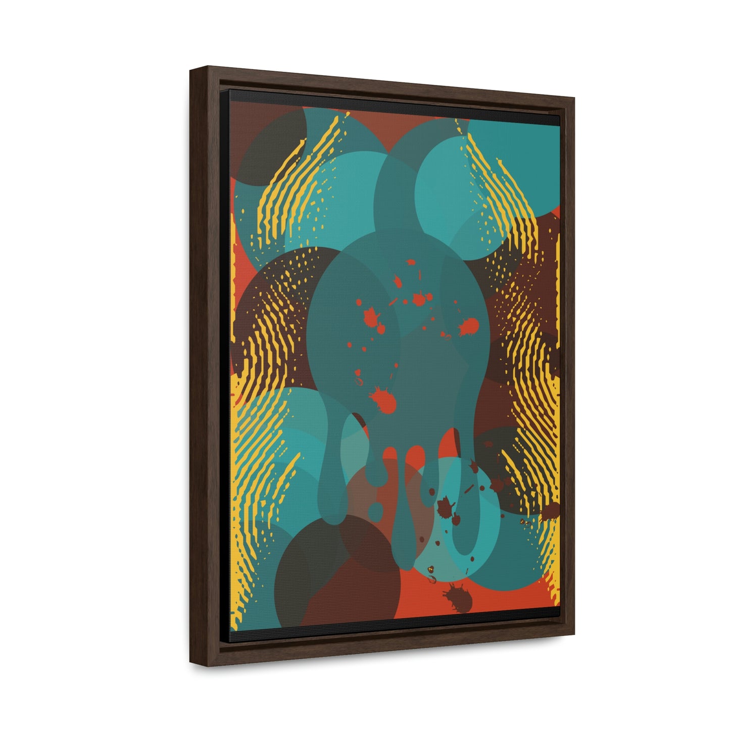 Vertical Framed Premium Gallery Wrap Canvas-Teal Abstract