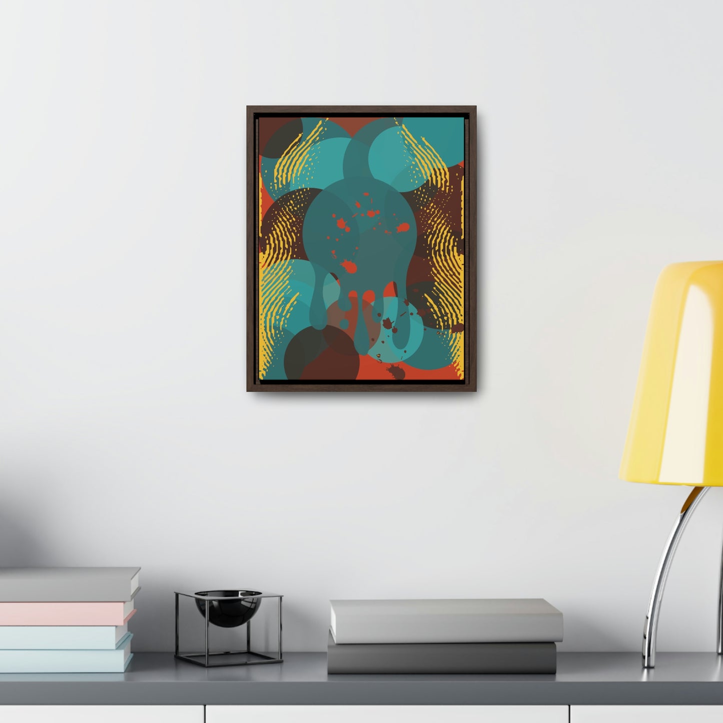 Vertical Framed Premium Gallery Wrap Canvas-Teal Abstract