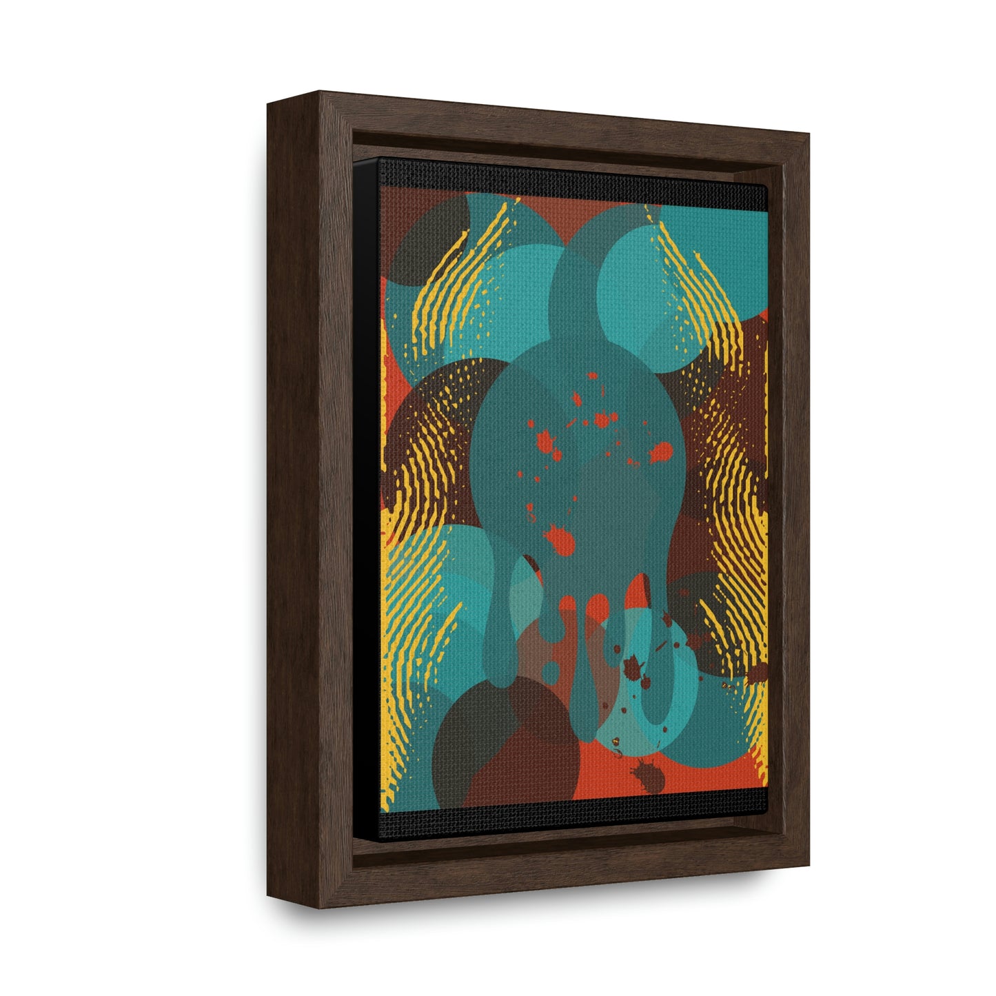 Vertical Framed Premium Gallery Wrap Canvas-Teal Abstract