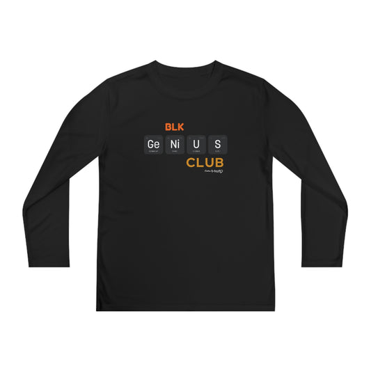 Youth Long Sleeve Competitor Tee- BLK Genius Club