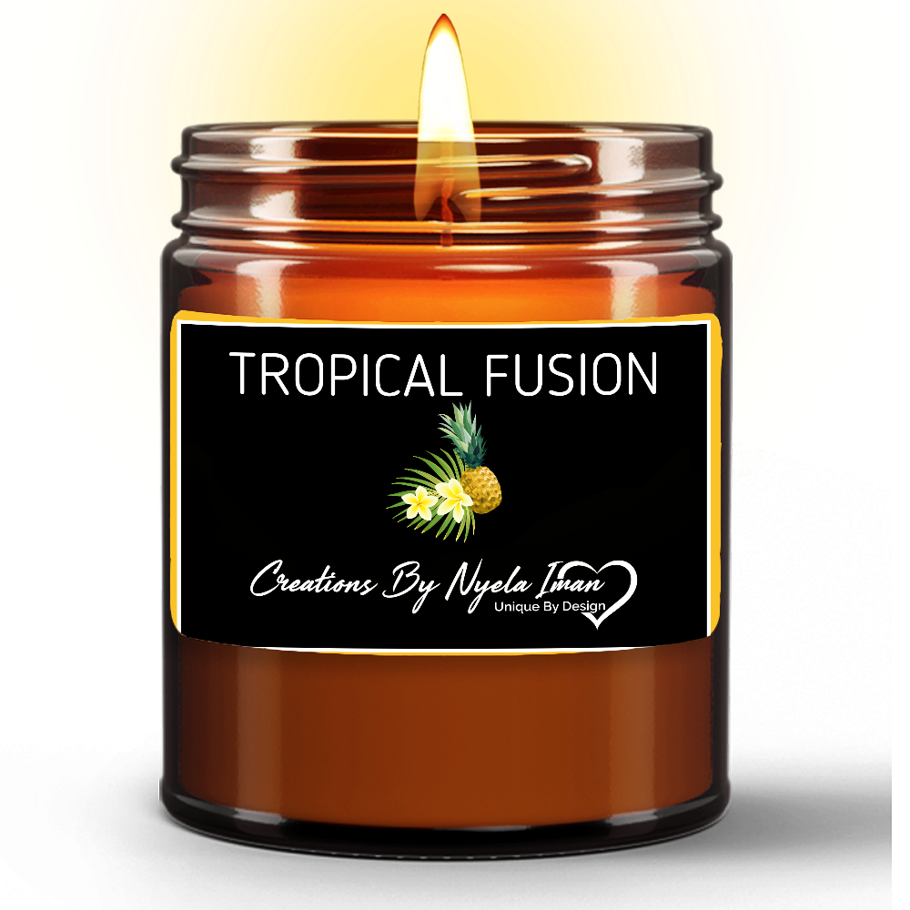 Tropical Fusion | Natural Wax Candle in Amber Jar (9oz)