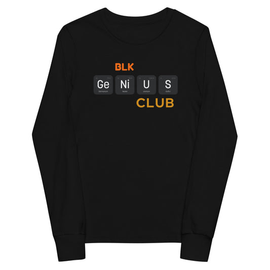 Youth long sleeve tee- BLK Genius Club